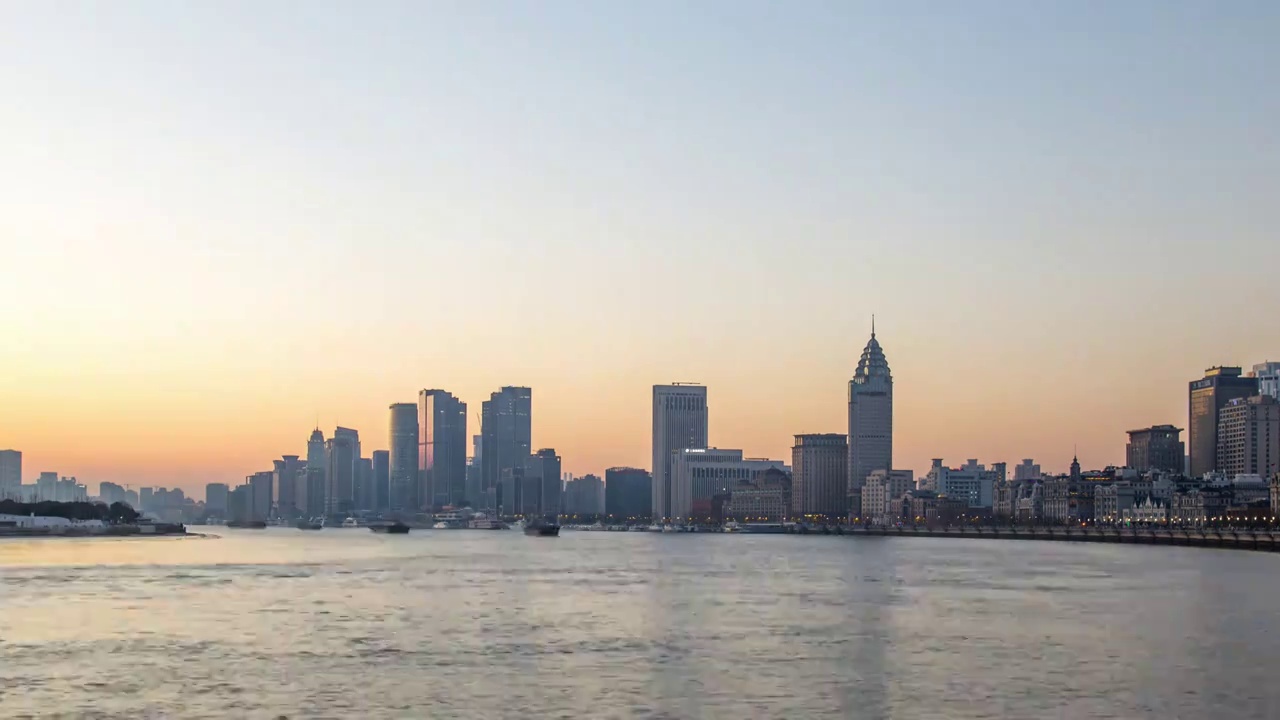 上海外滩日出4k延时视频素材