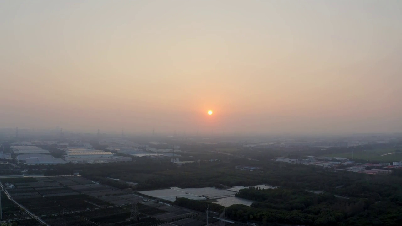 航拍上海乡村日落4k视频视频素材