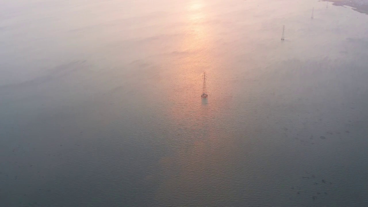 航拍太湖日落4k视频视频素材