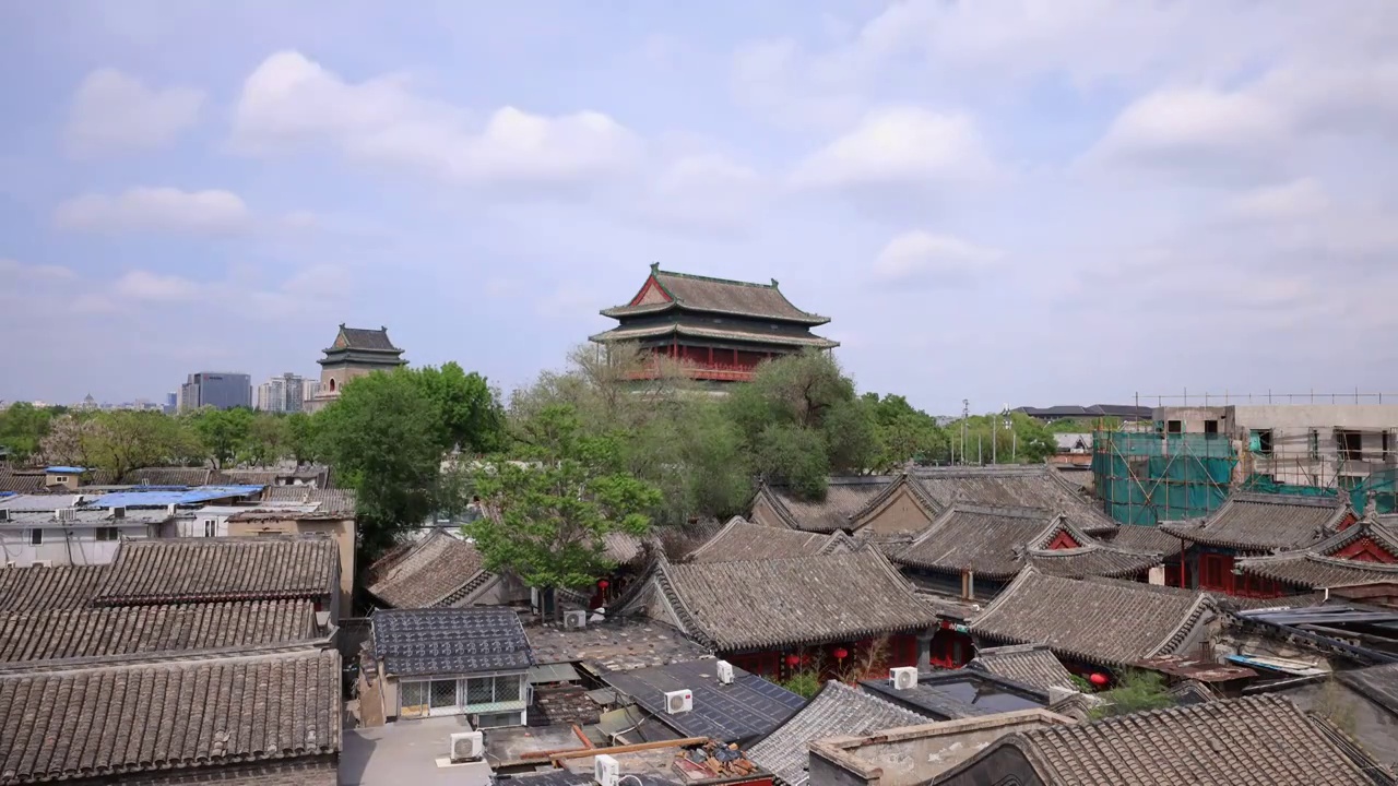 北京后海鼓楼四合院建筑群视频素材
