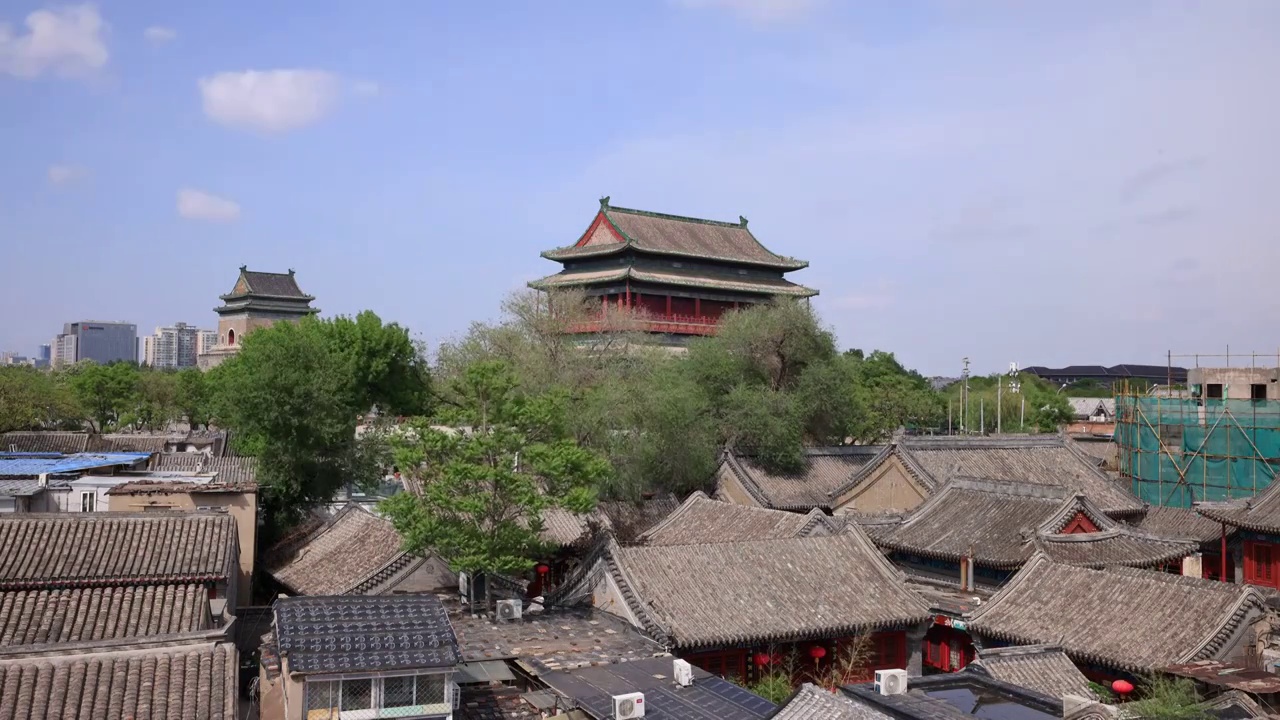 北京后海鼓楼四合院建筑群视频素材