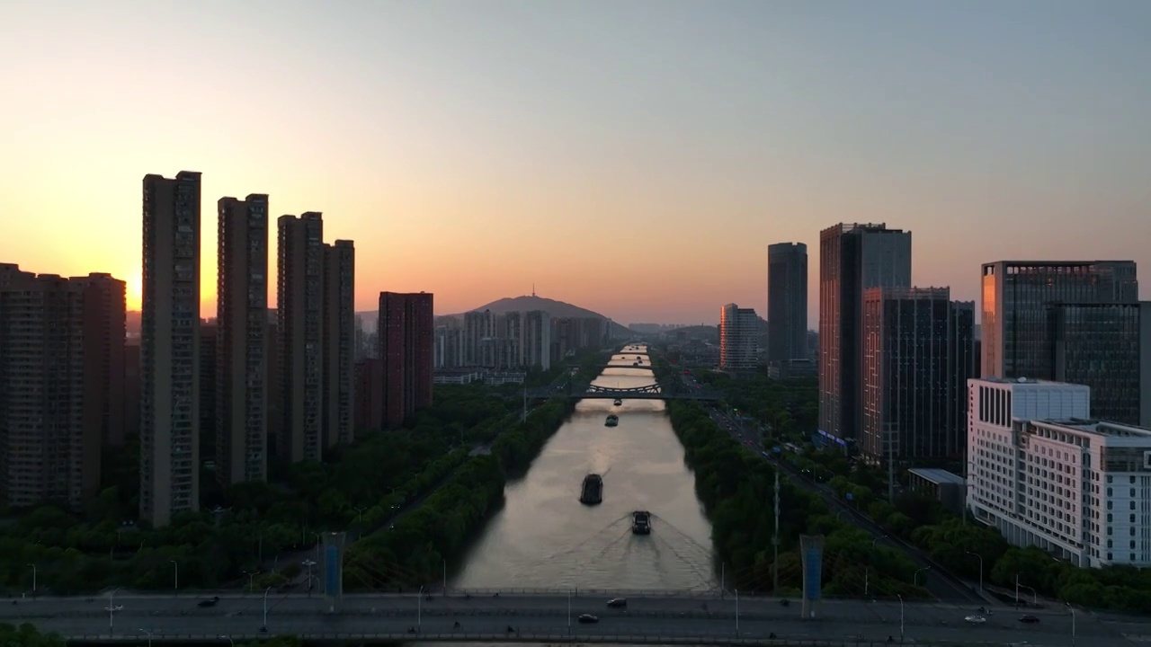 京杭大运河无锡城区段夜晚视频素材