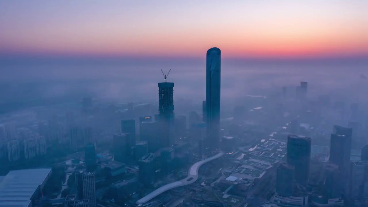苏州园区清晨日出薄雾延时视频素材