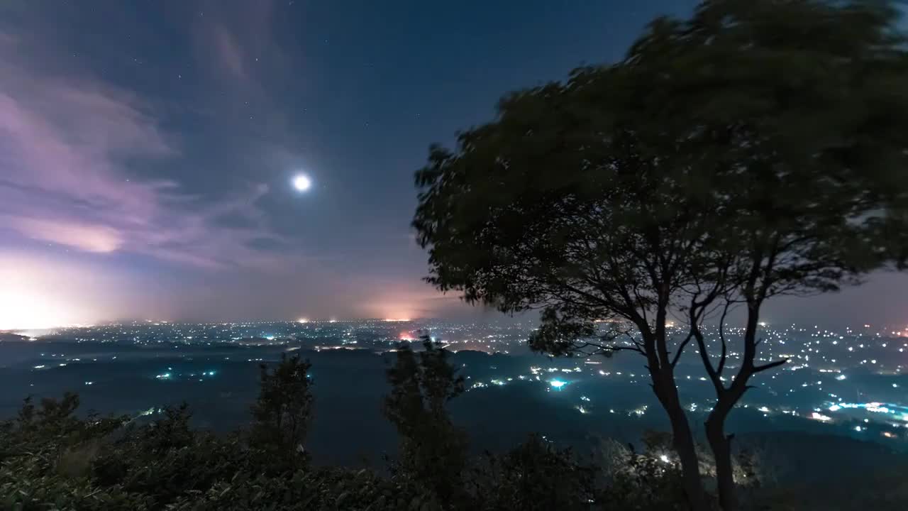 荣昌区燕子崖景区夜晚的月落（重庆）视频购买