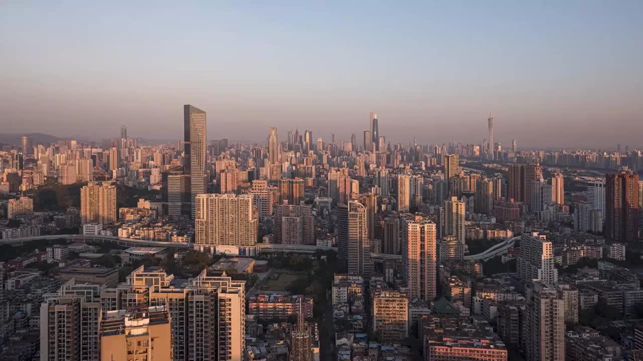 广州珠江新城日转夜延时摄影视频素材