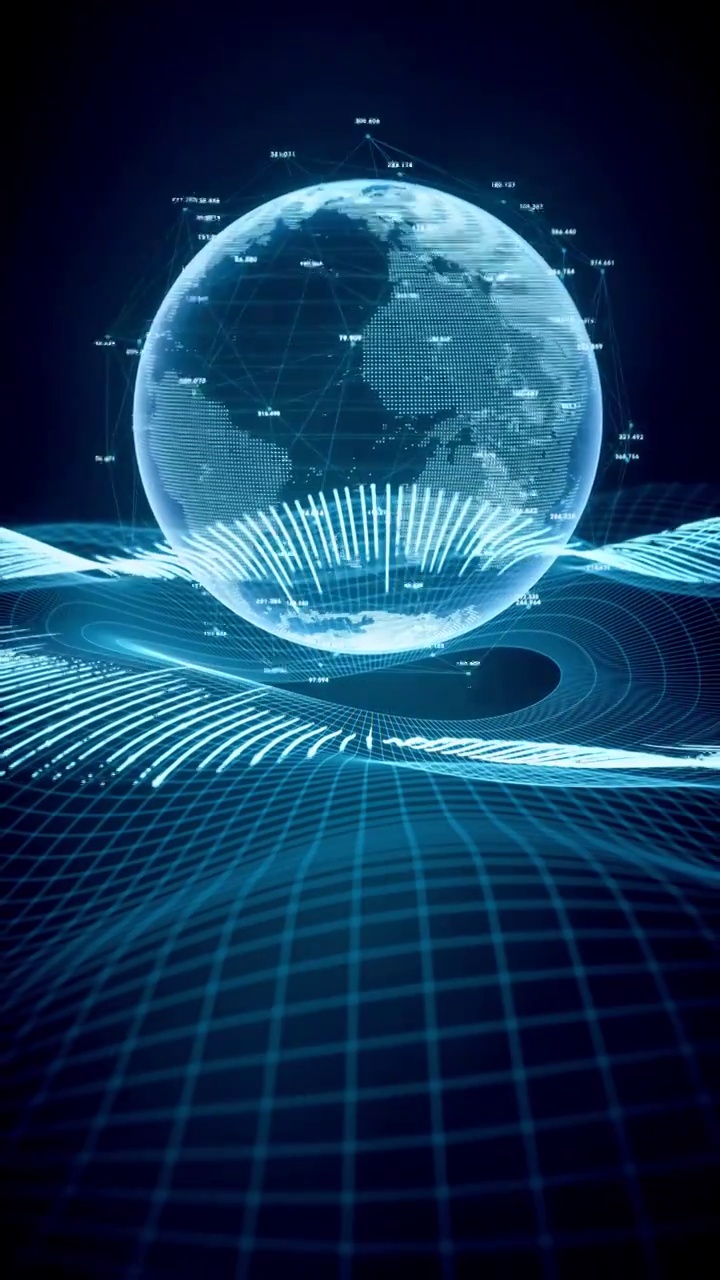 数字地球与科技线条3D渲染视频下载