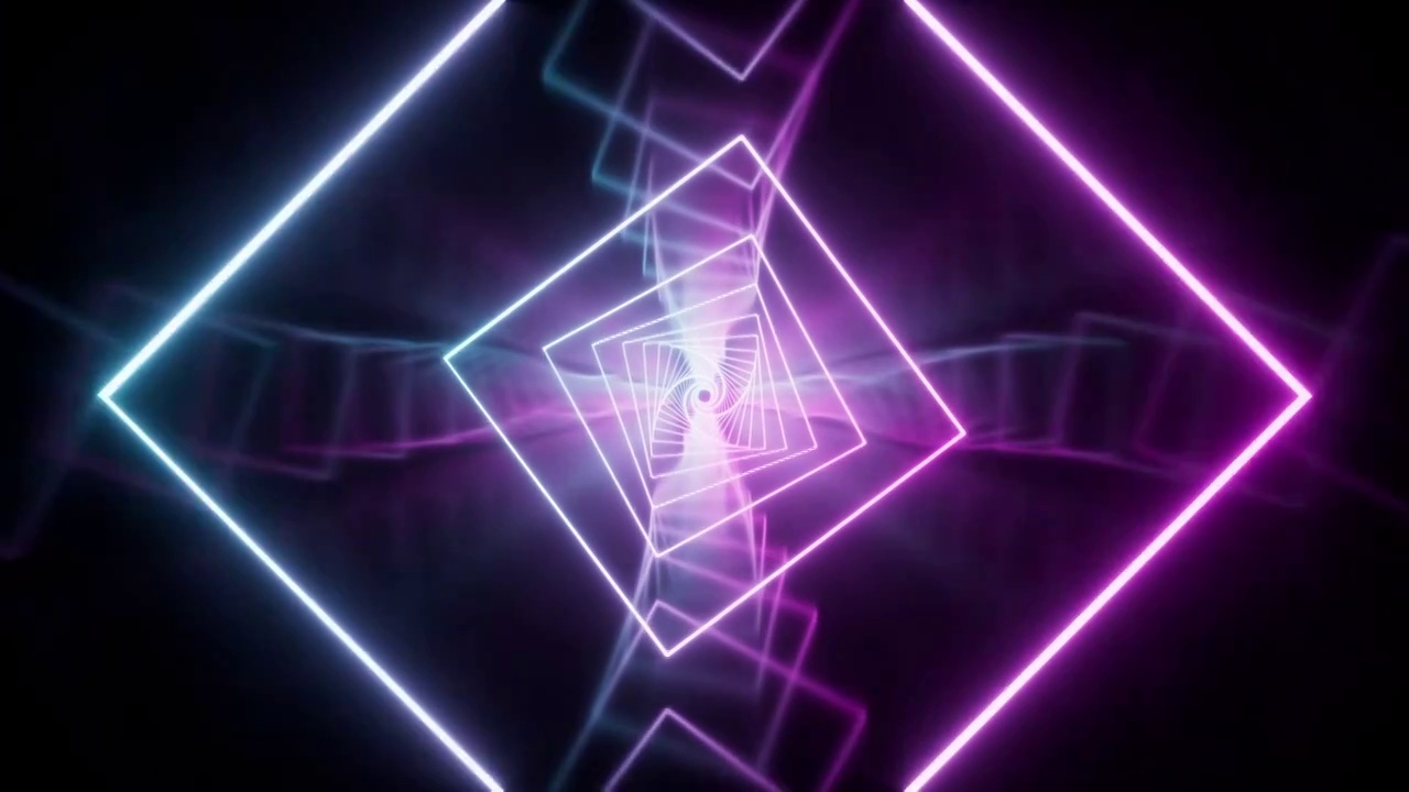 抽象霓虹光线隧道循环动画3D渲染视频素材