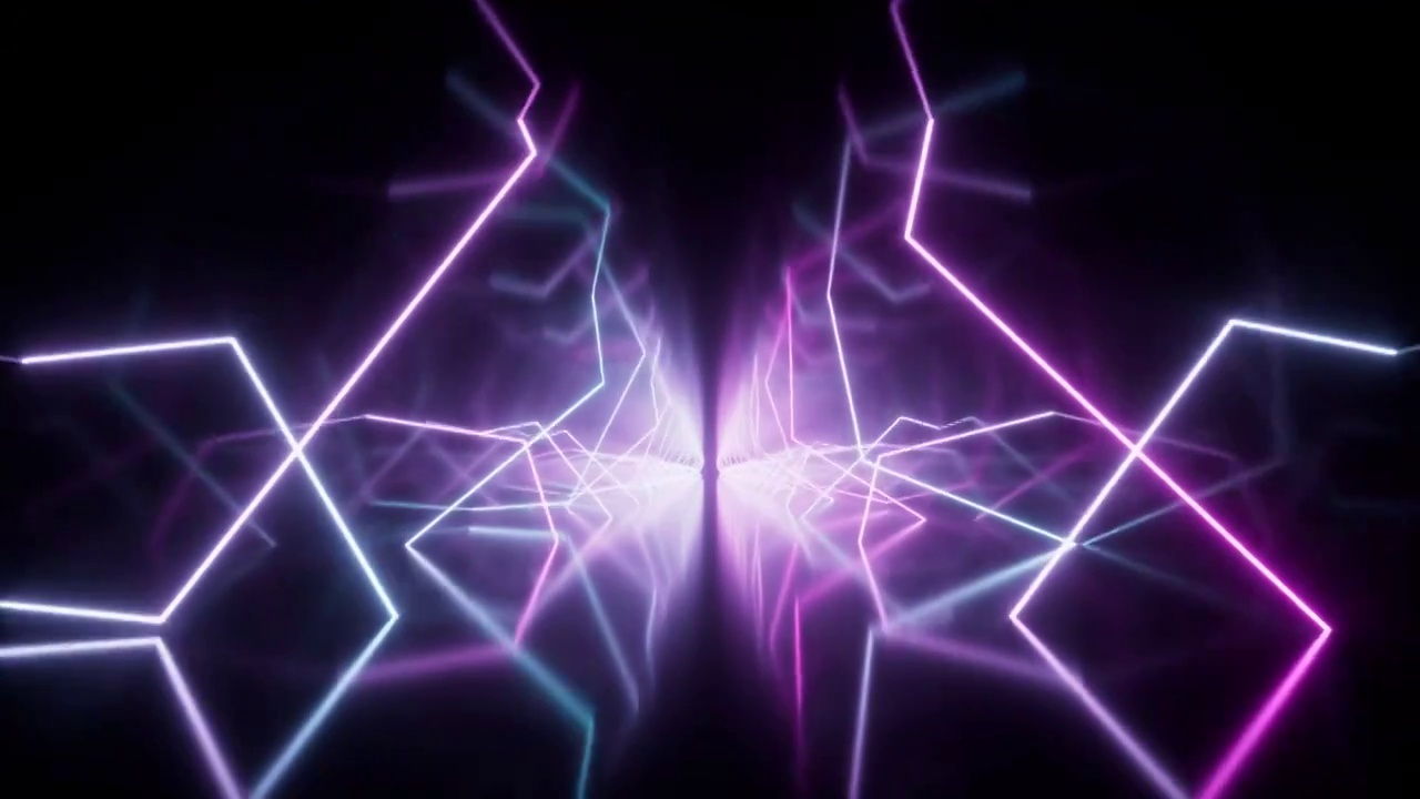 抽象霓虹光线隧道循环动画3D渲染视频素材