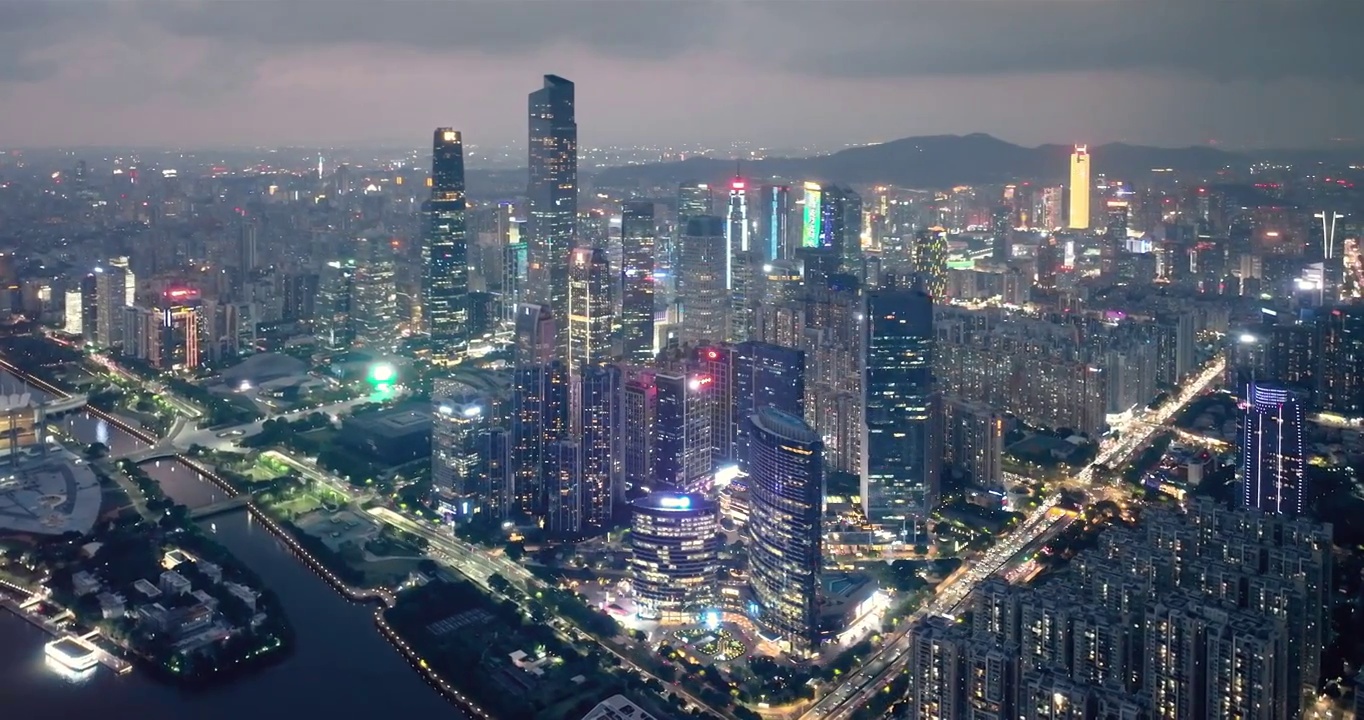 珠江新城夜景视频素材
