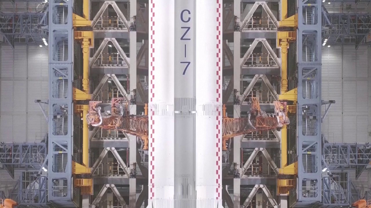 中国长征7号火箭发射（选编）视频素材