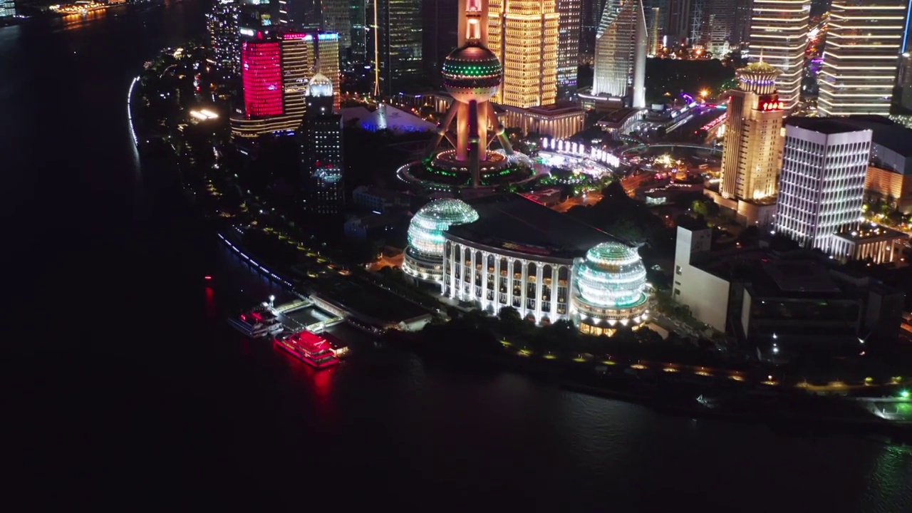 上海 地标 陆家嘴 夜景 航拍视角 4K视频素材
