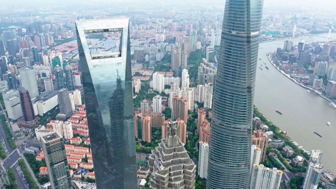 上海 地标 陆家嘴 白昼 航拍视角 4K视频素材