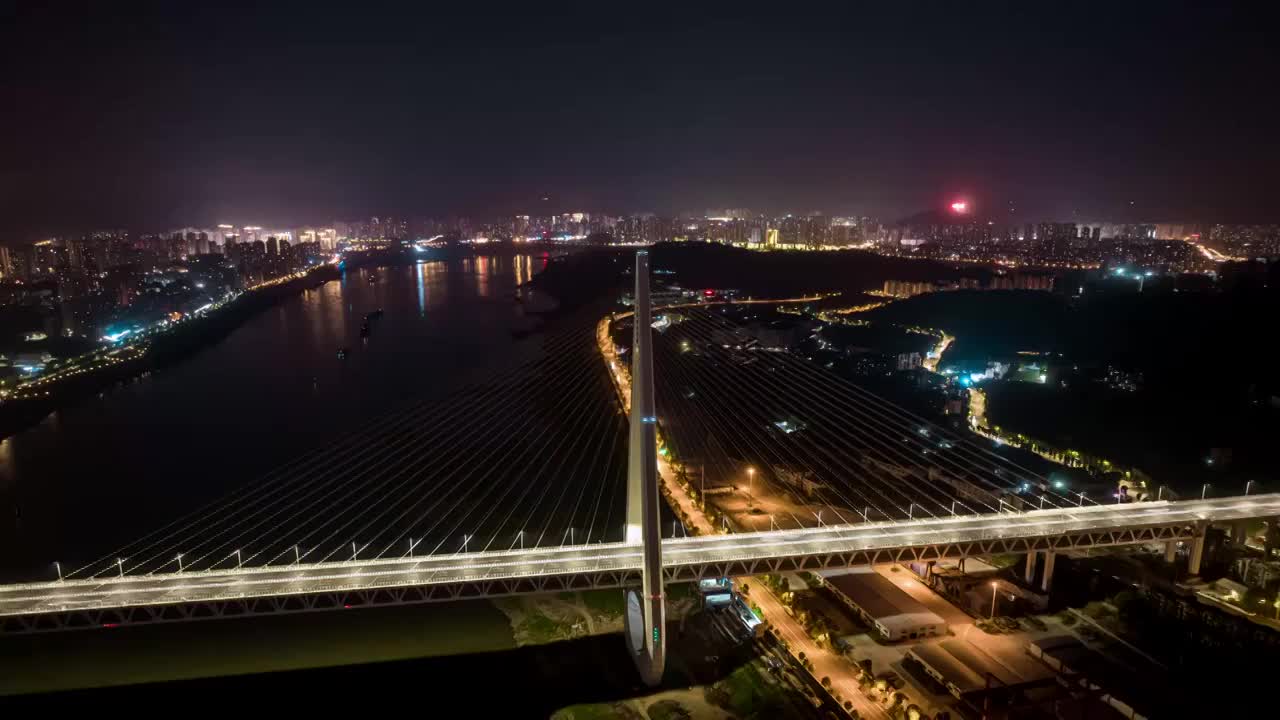 重庆马桑溪大桥夜景晚霞航拍延时视频素材