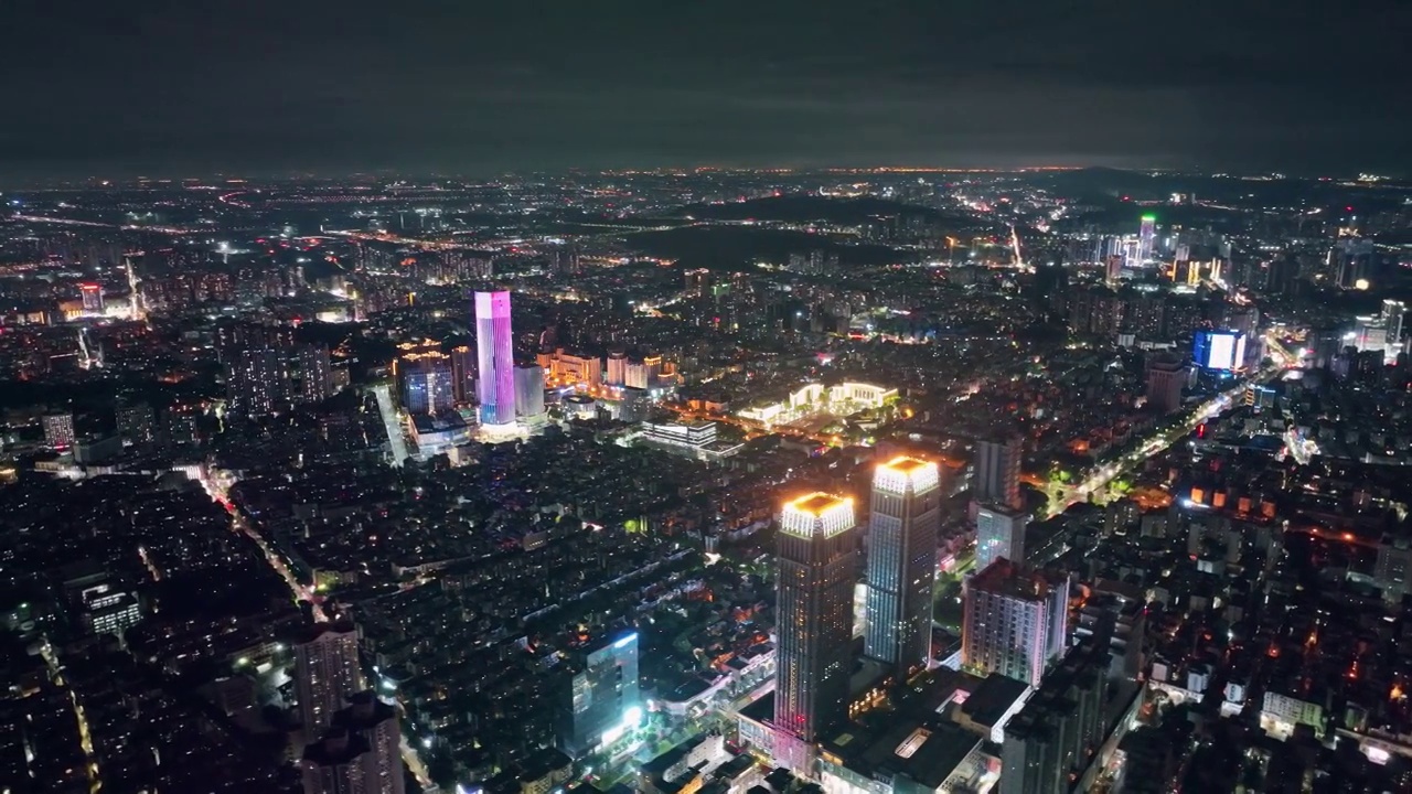 中山市利和广场双子塔金鹰广场夜景航拍4K视频素材