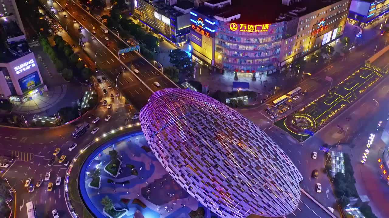 上海五角场航拍视频素材
