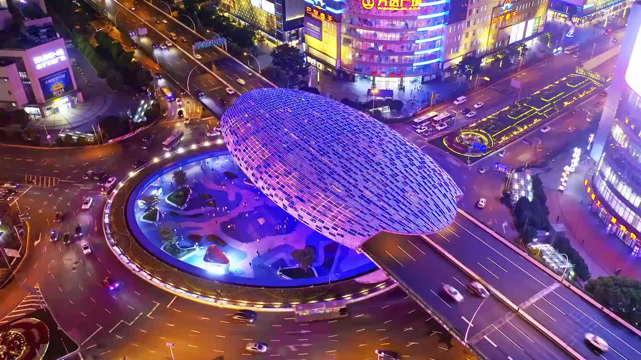 上海五角场航拍视频素材