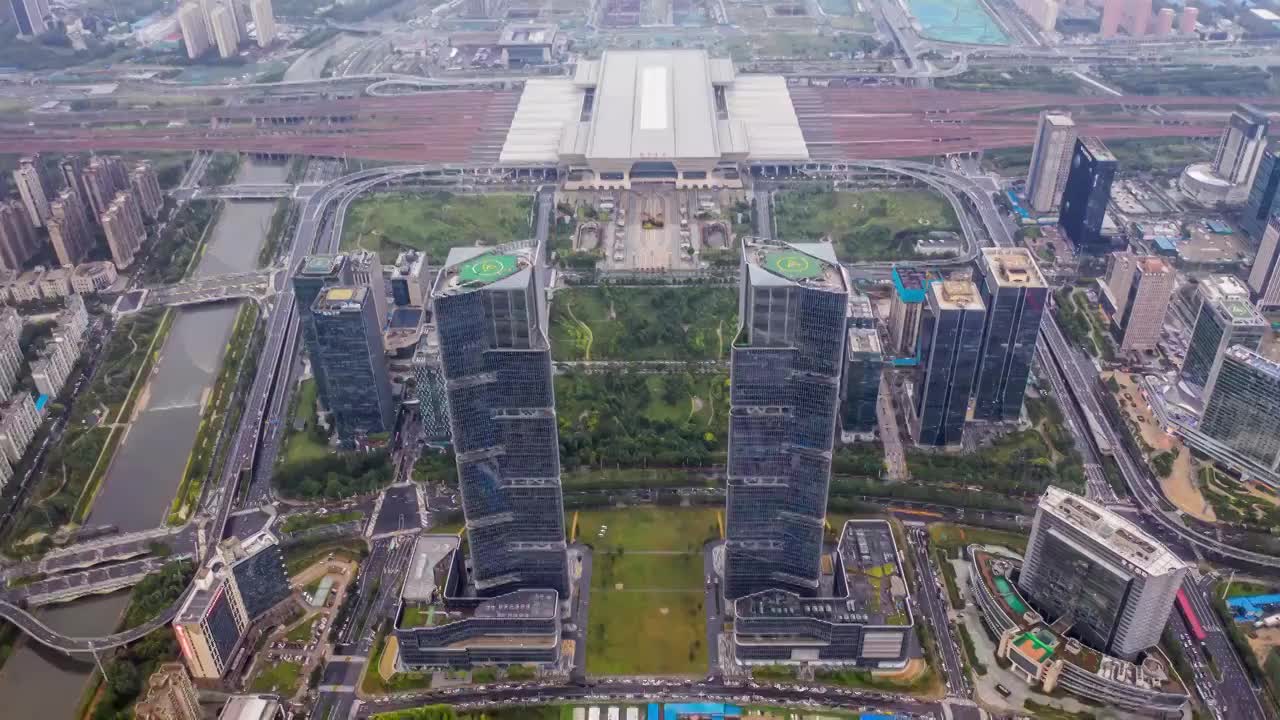 河南郑州东站航拍视频素材