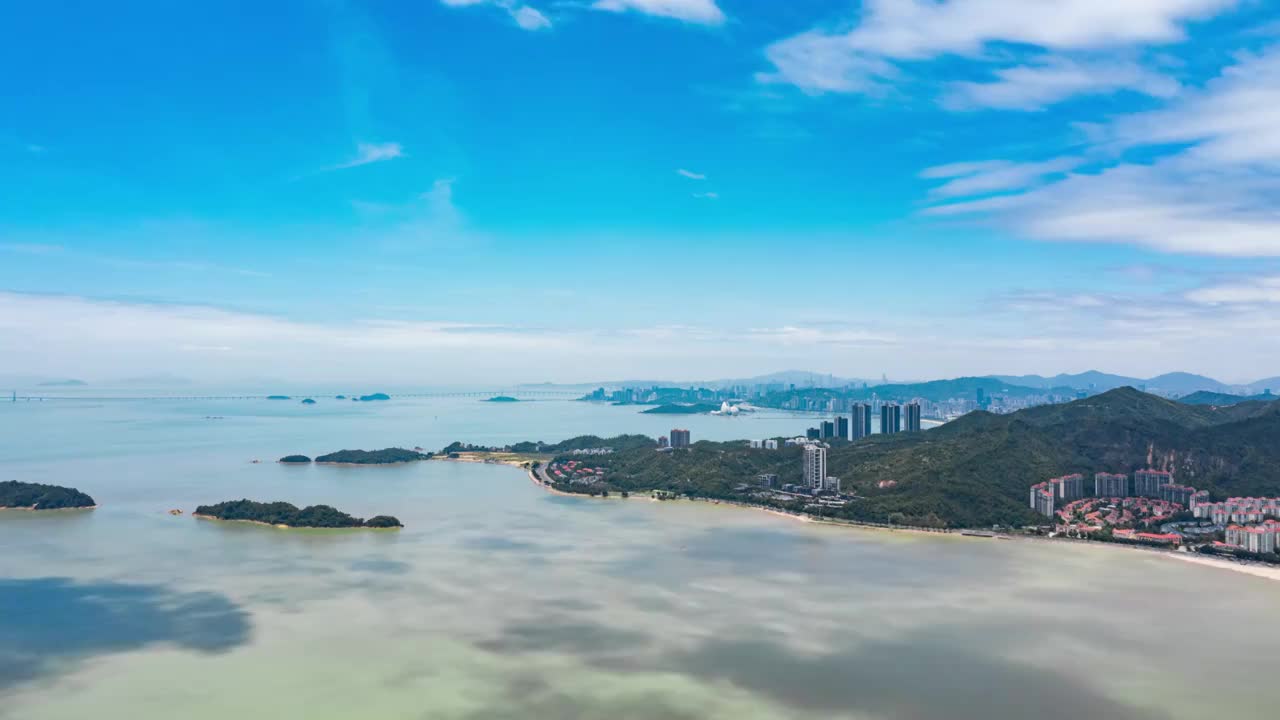 珠海唐家湾海岸线航拍延时视频视频素材