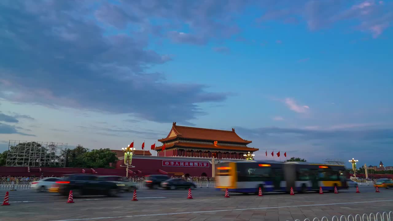 中国北京长安街天安门日落延时视频素材