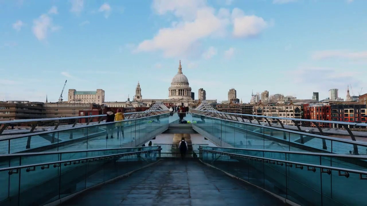 英国伦敦千禧桥圣保罗大教堂延时视频下载