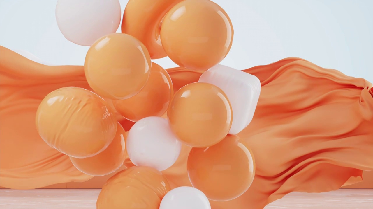 柔软的充气球体3D渲染视频素材
