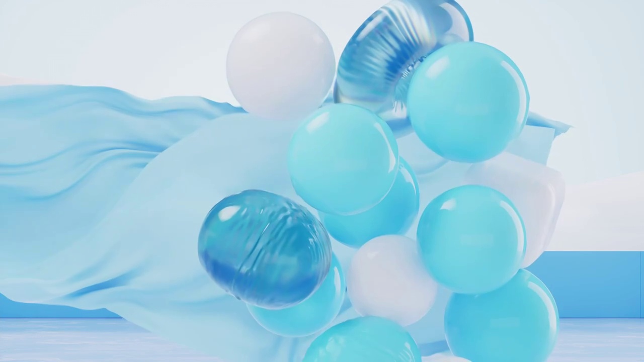 柔软的充气球体3D渲染视频素材