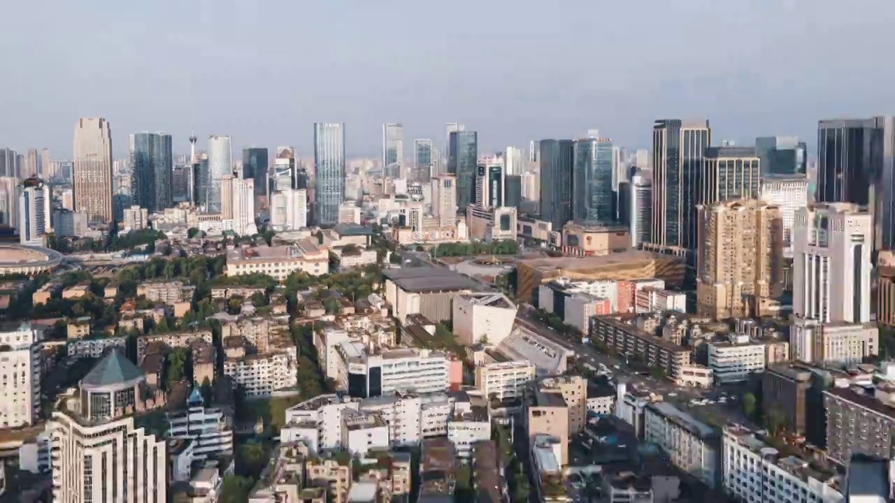 8K航拍成都市中心天府广场繁华建筑延时城市风景视频素材