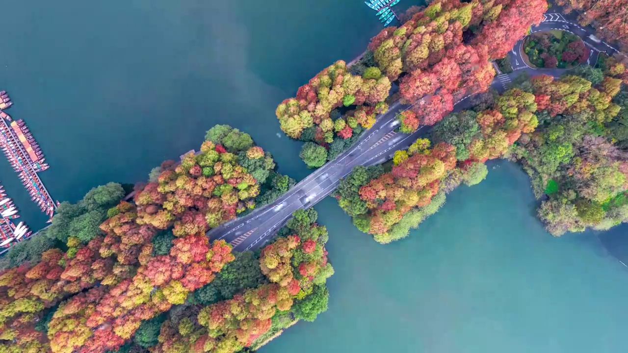 杭州西湖杨公堤隐秀桥视频素材