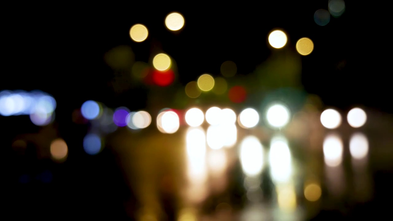 夜晚城市街道散焦灯光视频素材