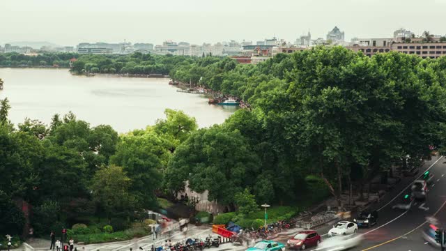杭州西湖音乐喷泉延时视频素材