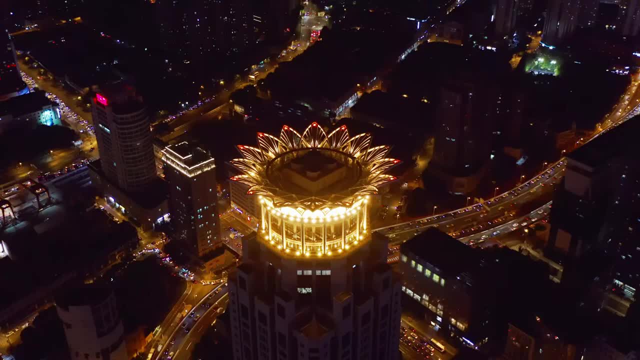 上海 夜景 道路 市区 外滩中心 航拍视频 4K视频下载