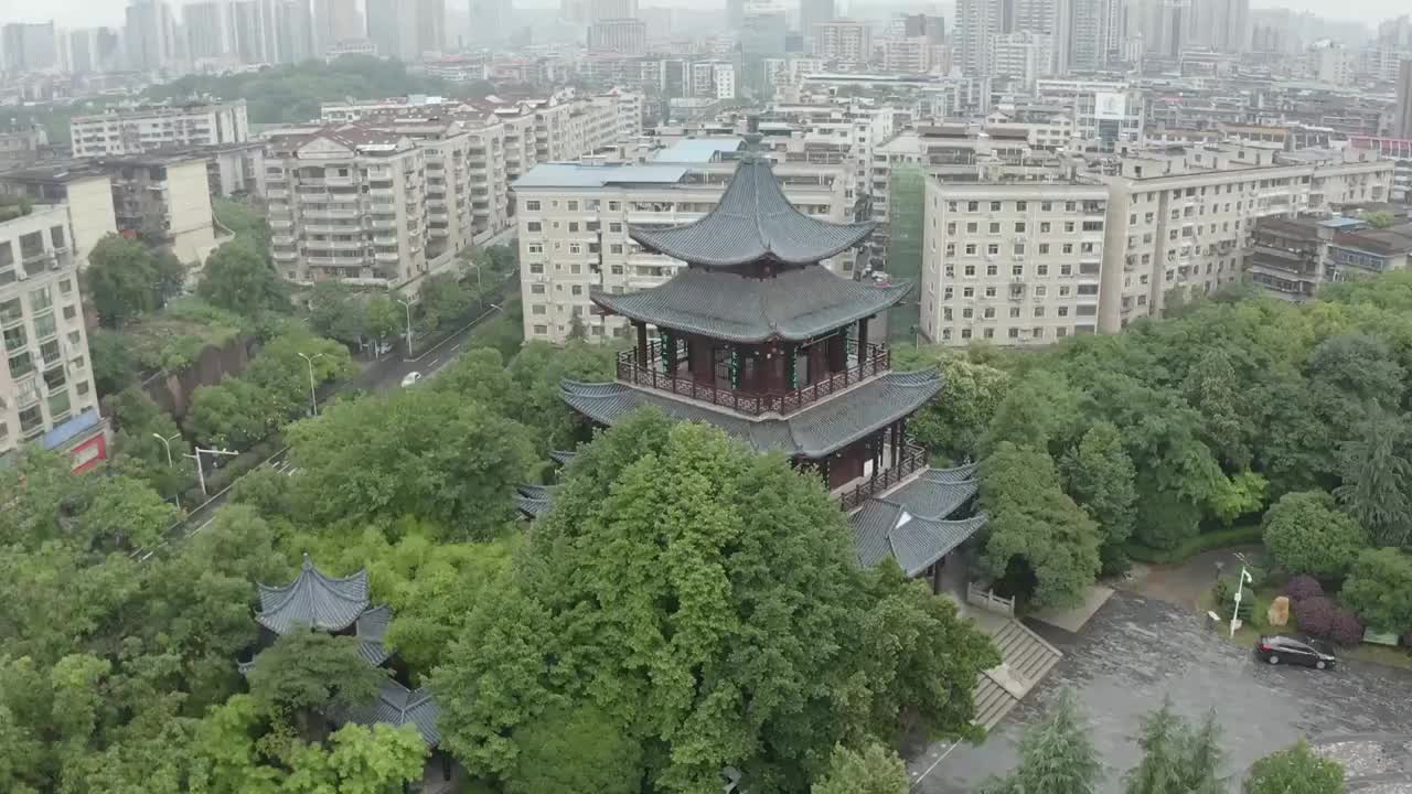 航拍湖南衡阳雁峰寺log素材视频下载