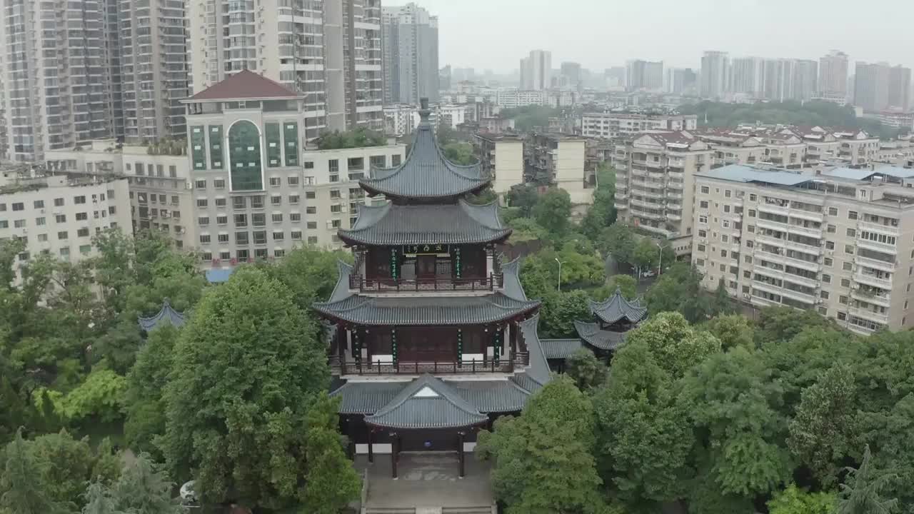 航拍湖南衡阳雁峰寺log素材视频下载
