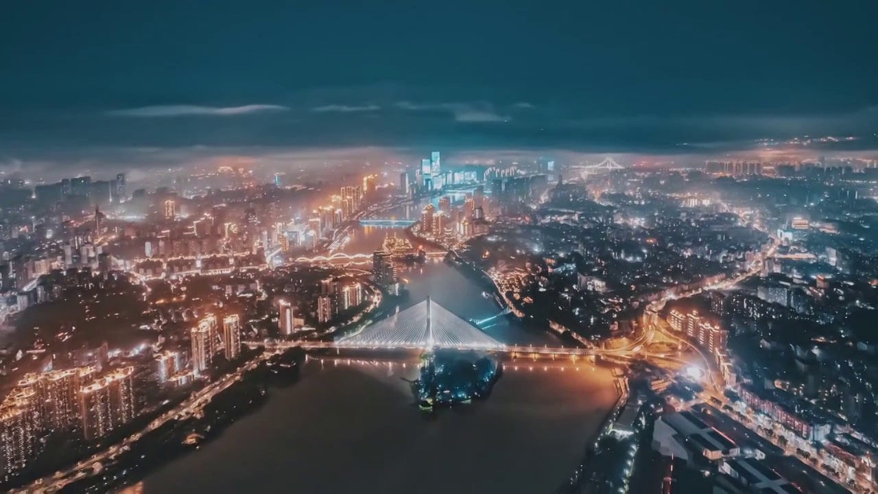城市夜景延时航拍视频素材