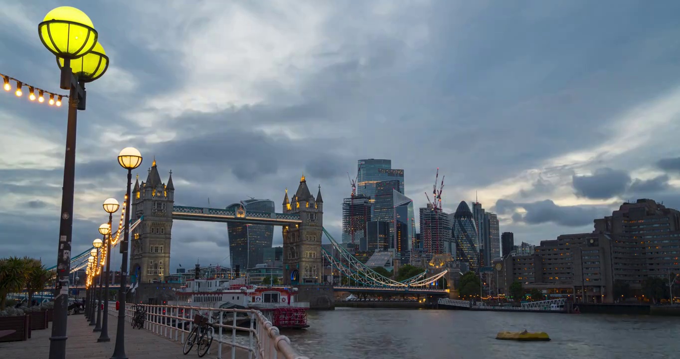 英国伦敦塔桥伦敦城日落视频素材