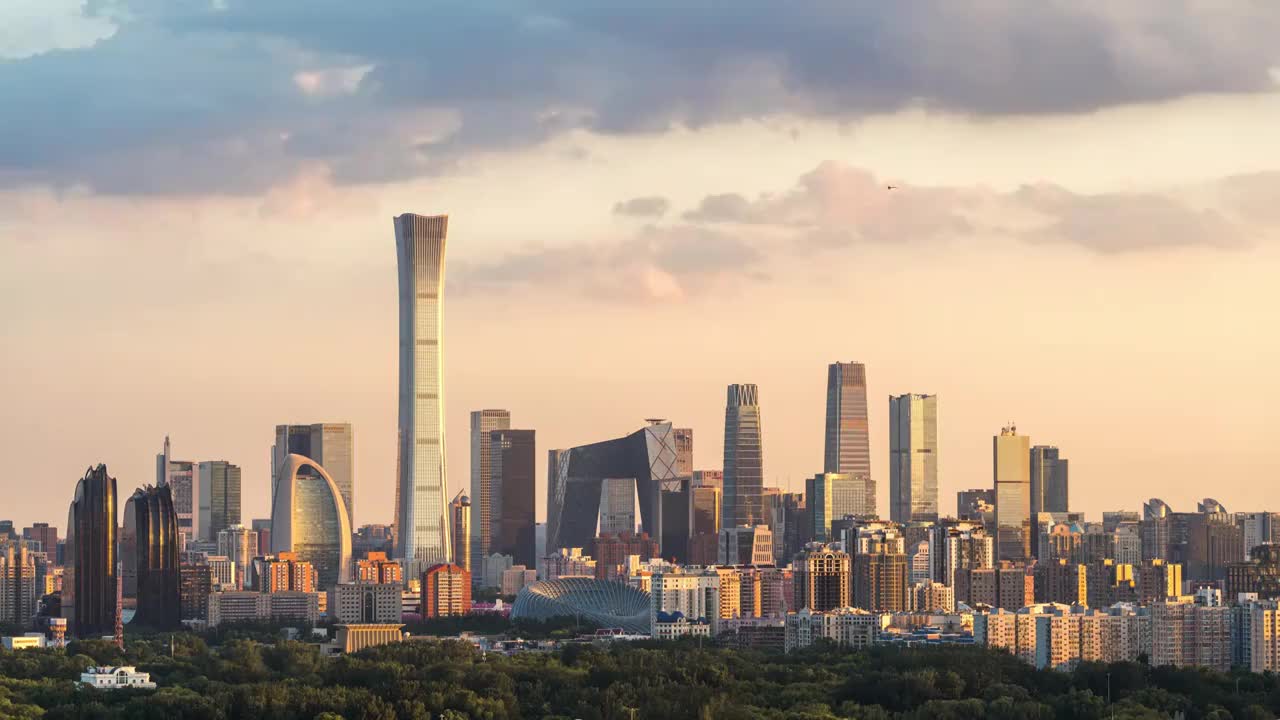 中国北京 CBD商务区全景延时视频素材