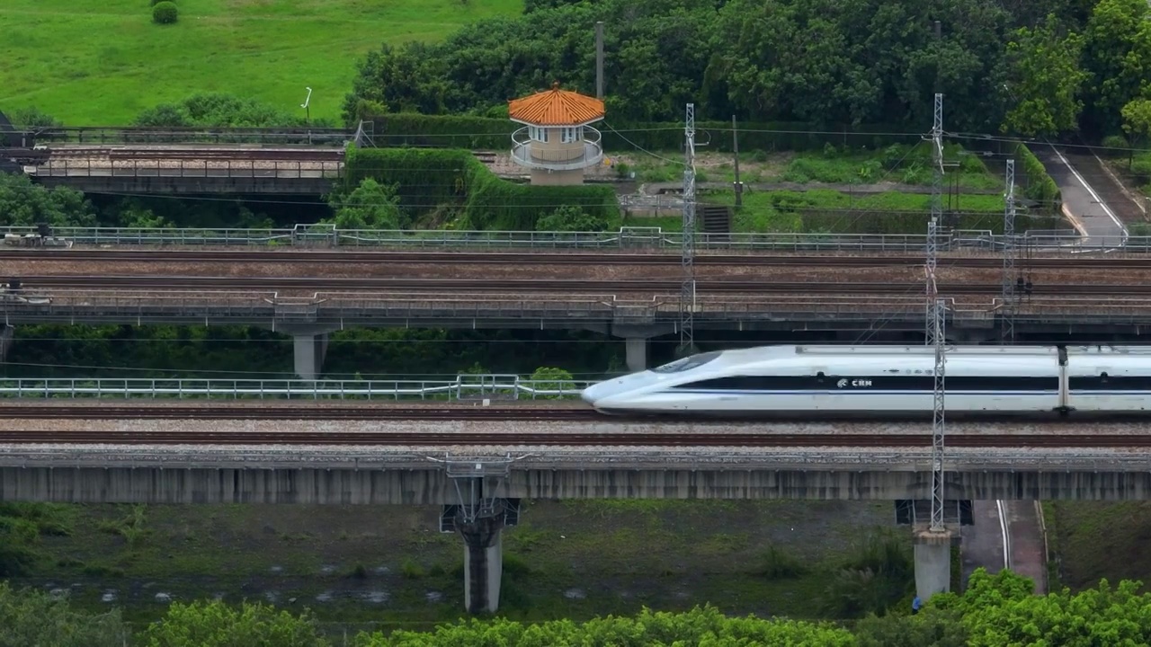 高铁列车从东莞石龙行驶而过视频下载