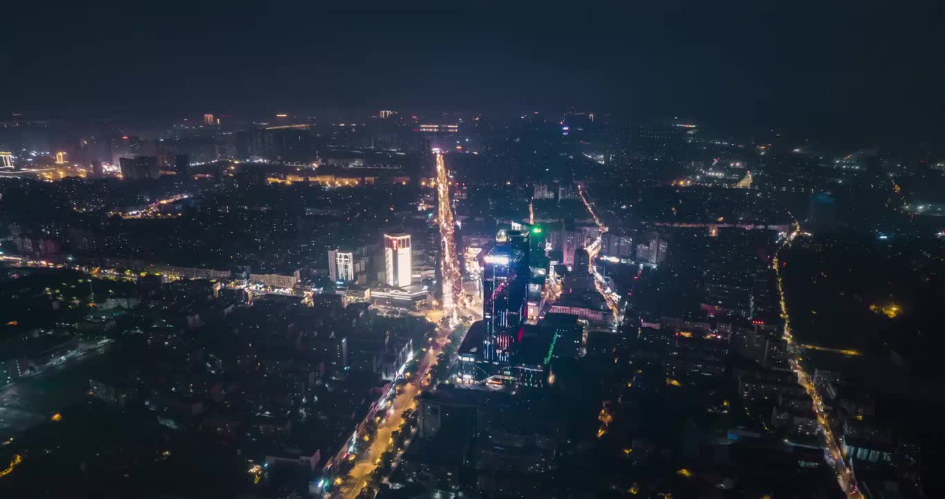 湘潭建设路口，湘潭夜景，湘潭中心视频素材