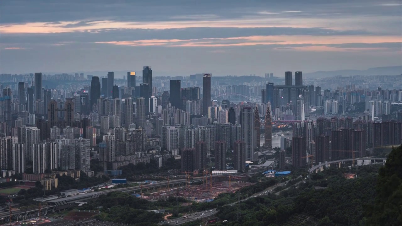重庆城市全景风光日转夜延时视频素材