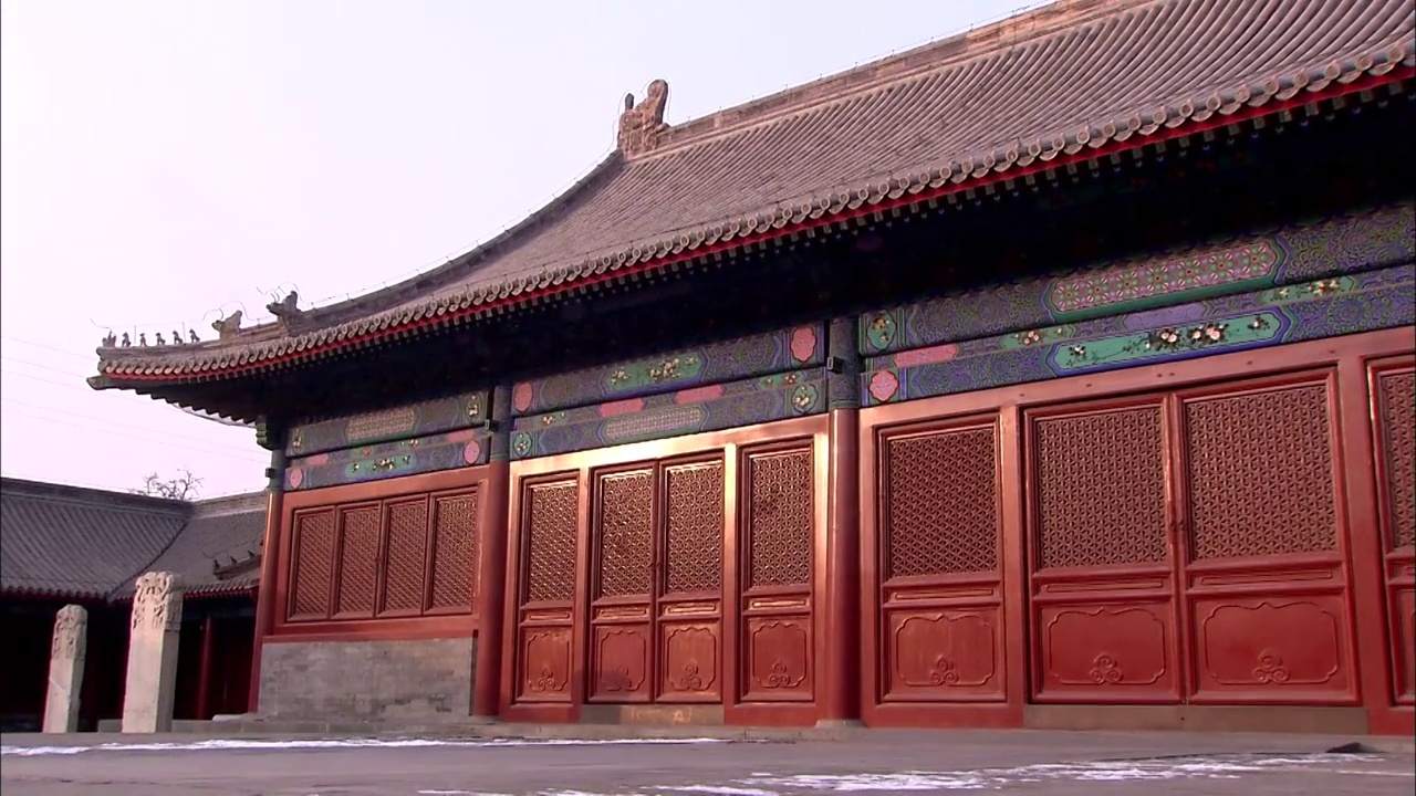 北京天坛神乐署内凝禧殿滑轨镜头视频下载