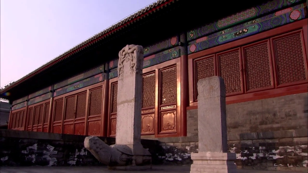北京天坛神乐署内凝禧殿滑轨镜头视频素材