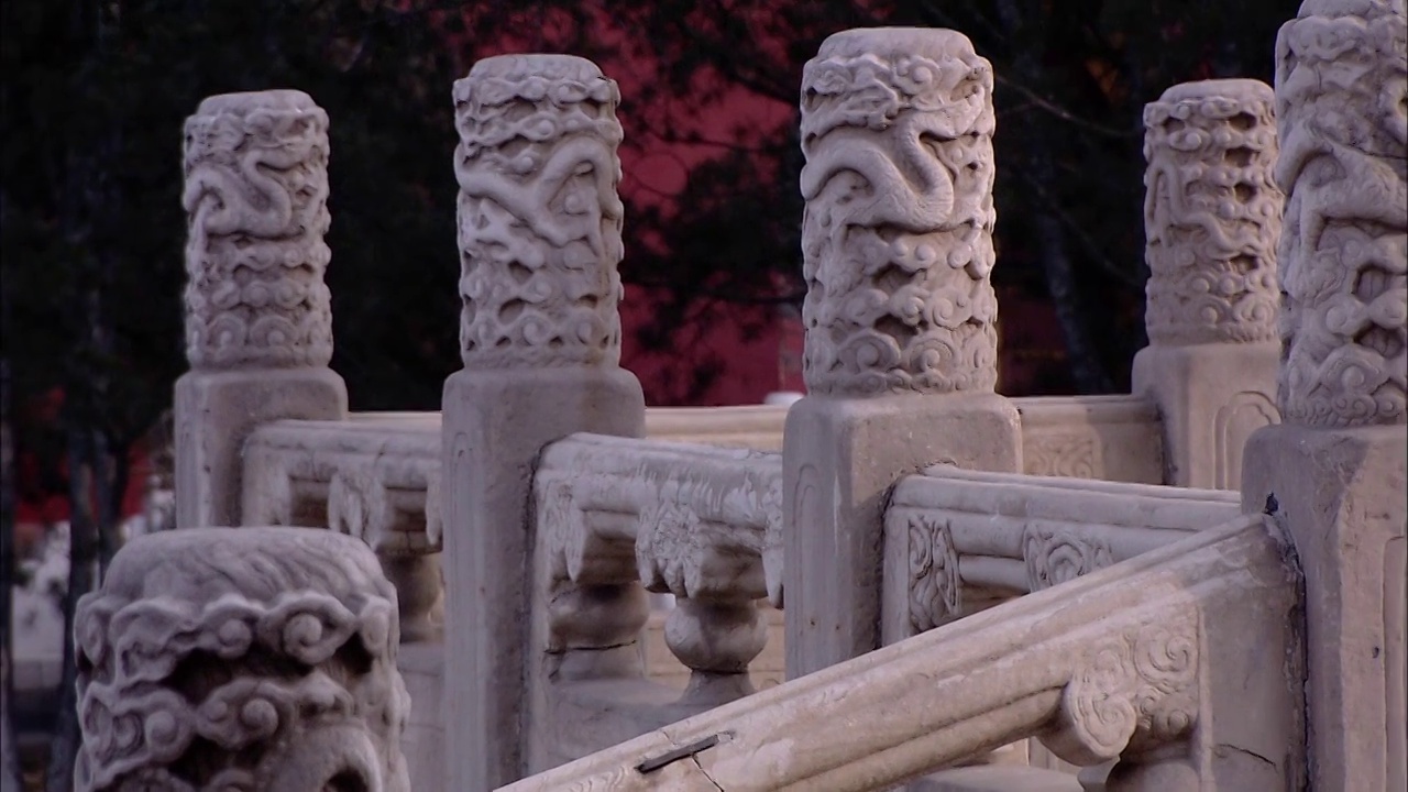 北京天坛斋宫正殿石柱滑轨镜头视频素材