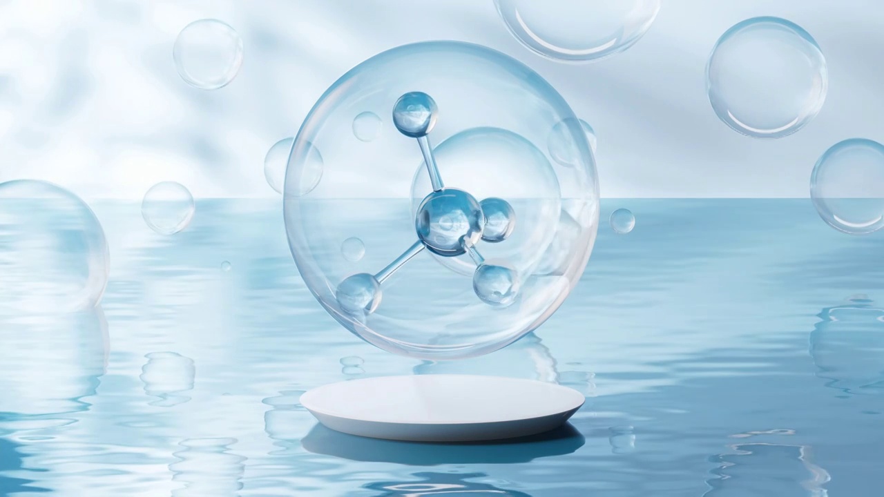 水面上的分子3D渲染视频素材