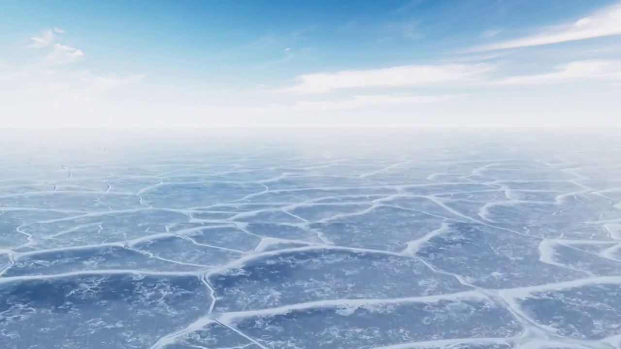 寒冷裂开的冰面背景循环动画3D渲染视频素材
