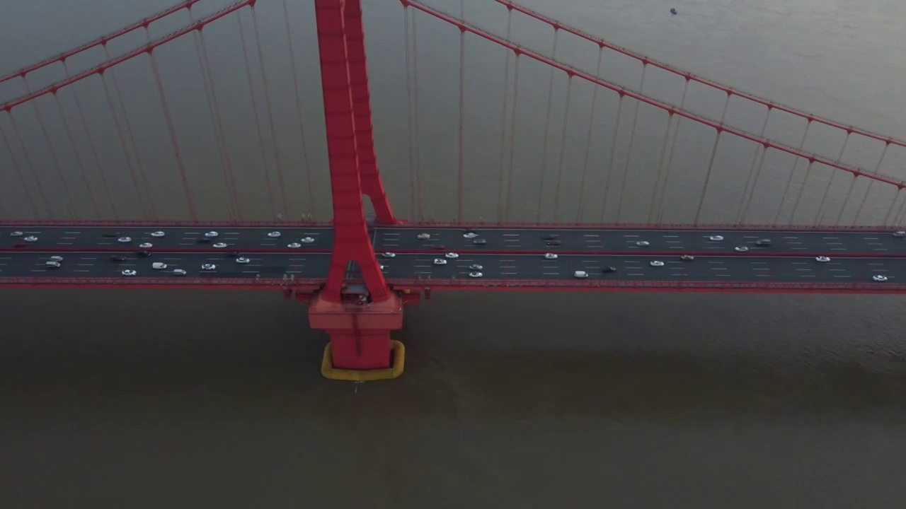 武汉鹦鹉洲大桥侧飞视频素材