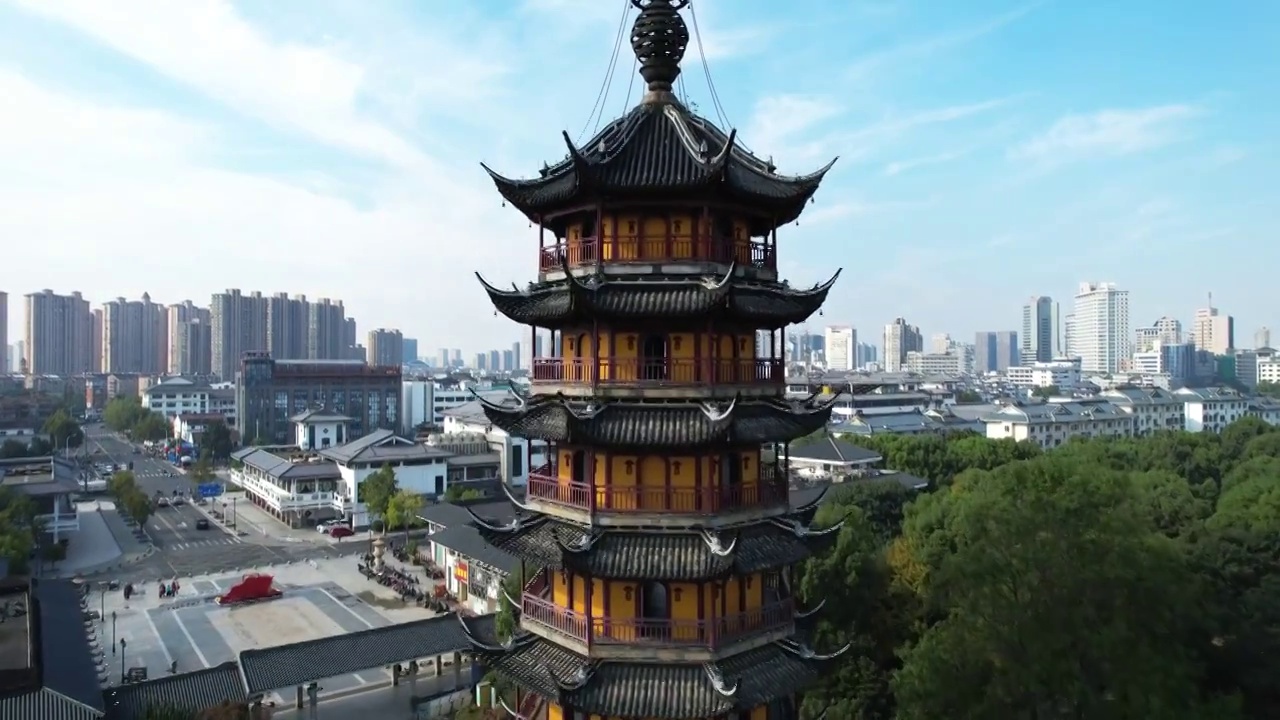 江苏省常州市天宁禅寺与红梅公园视频素材