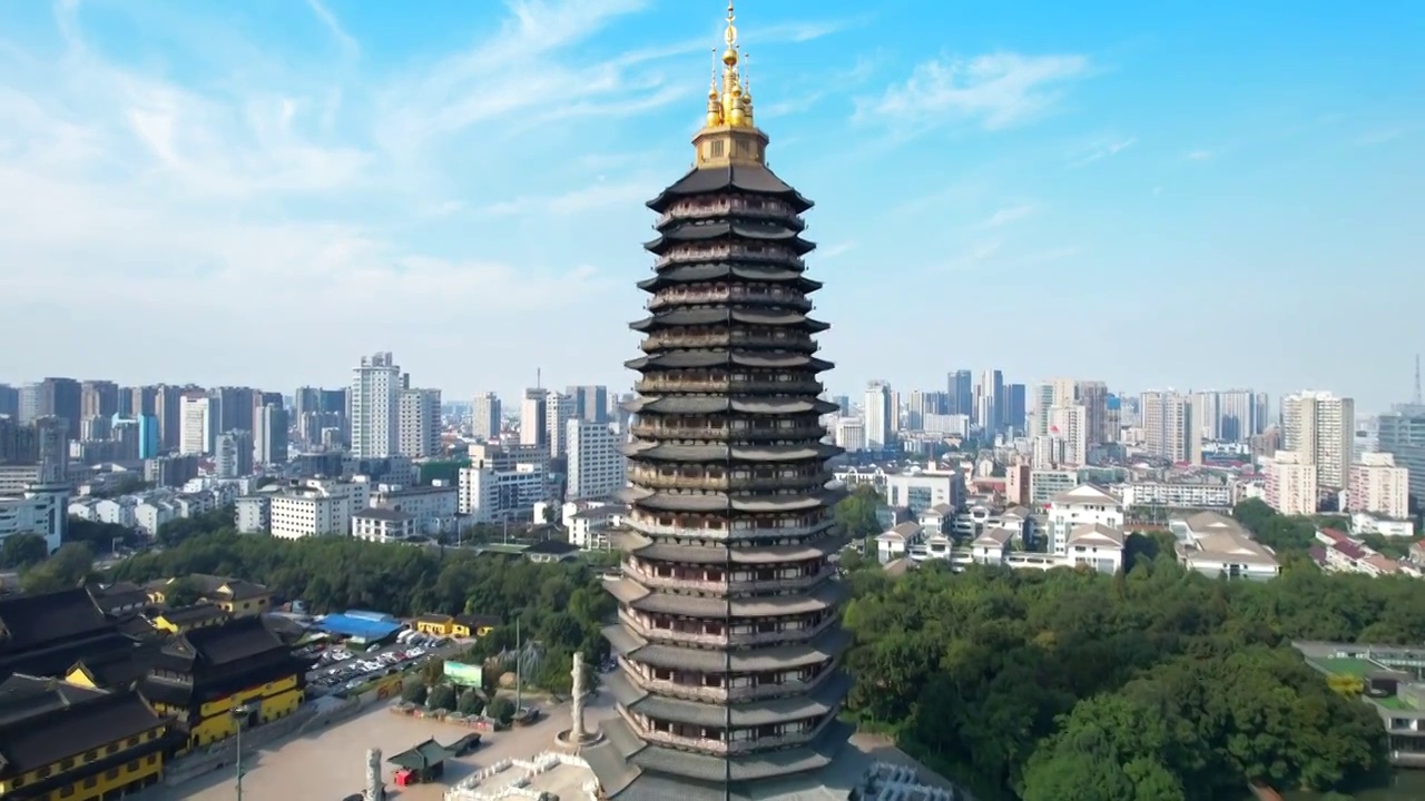 江苏省常州市天宁禅寺与红梅公园视频素材