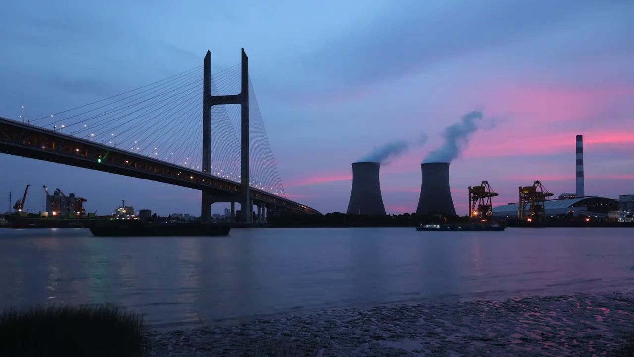 上海滨江发电厂延时视频素材