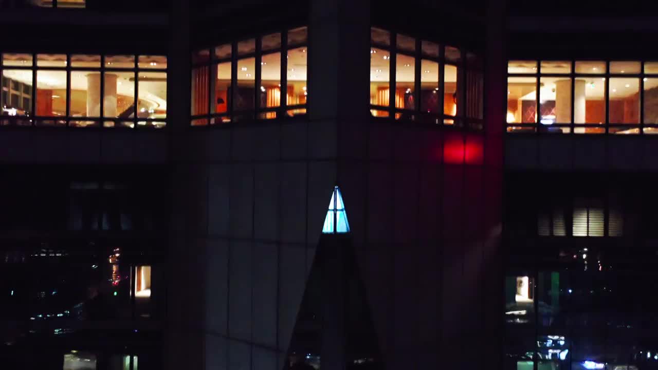 上海 夜景 浦西 外滩 人民广场 办公楼外观 航拍视频 4K视频下载