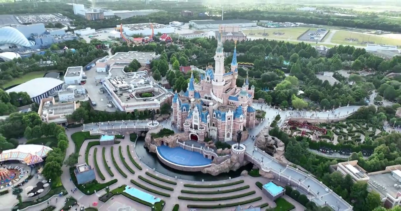 上海迪士尼风光航拍视频下载